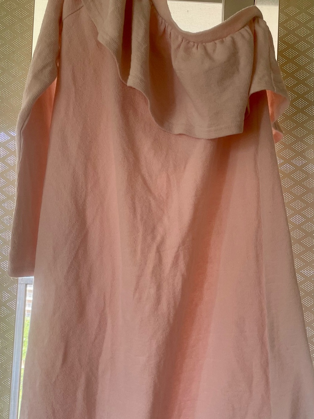 Sugar Lips 2 One-Shoulder Ruffle Neckline Mini Dress in Blush Pink - Women’s